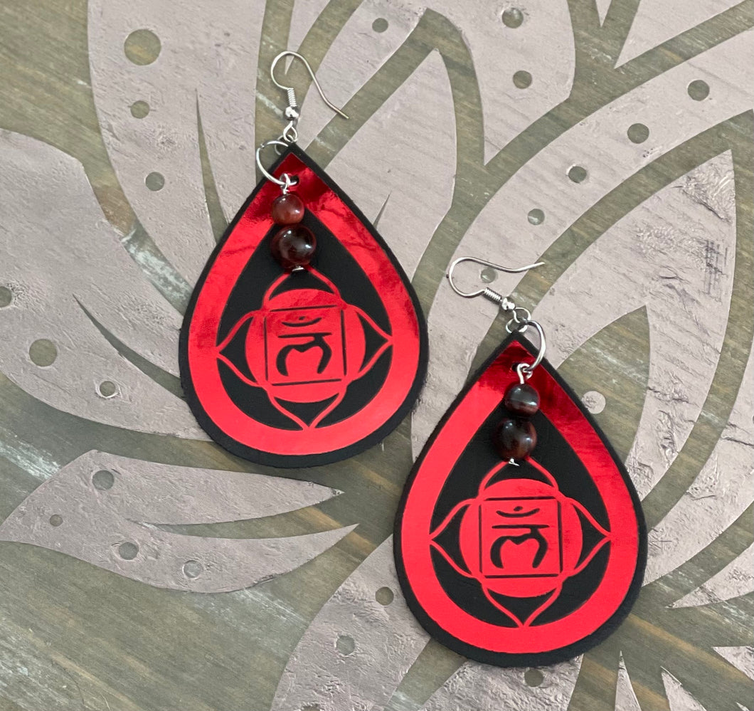 Leather Root Chakra Earrings